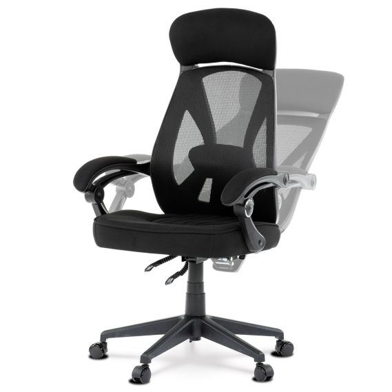 Kancelárska stolička, poťah čierna látka a čierna sieťovina MESH, PC mech. s aretáciou KA-Y309 BK