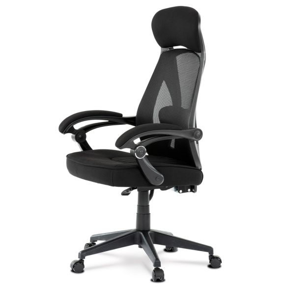 Kancelárska stolička, poťah čierna látka a čierna sieťovina MESH, PC mech. s aretáciou KA-Y309 BK