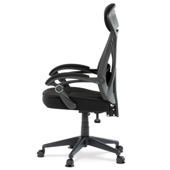 Kancelárska stolička, poťah čierna látka a čierna sieťovina MESH, PC mech. s aretáciou KA-Y309 BK