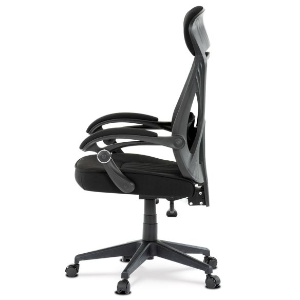 Kancelárska stolička, poťah čierna látka a čierna sieťovina MESH, PC mech. s aretáciou KA-Y309 BK