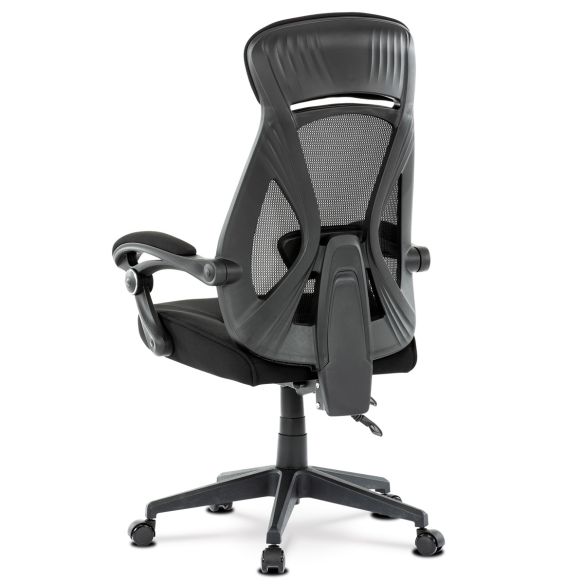 Kancelárska stolička, poťah čierna látka a čierna sieťovina MESH, PC mech. s aretáciou KA-Y309 BK