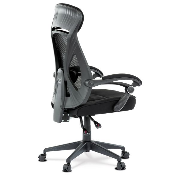 Kancelárska stolička, poťah čierna látka a čierna sieťovina MESH, PC mech. s aretáciou KA-Y309 BK