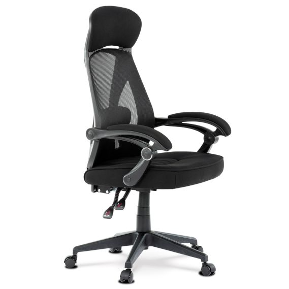 Kancelárska stolička, poťah čierna látka a čierna sieťovina MESH, PC mech. s aretáciou KA-Y309 BK