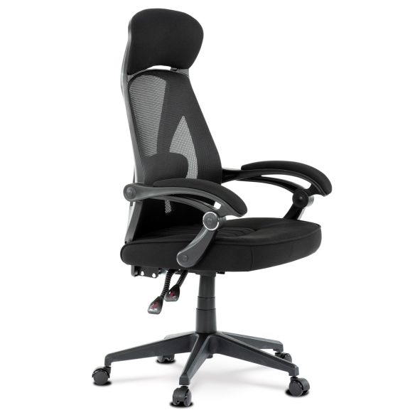 Kancelárska stolička, poťah čierna látka a čierna sieťovina MESH, PC mech. s aretáciou KA-Y309 BK