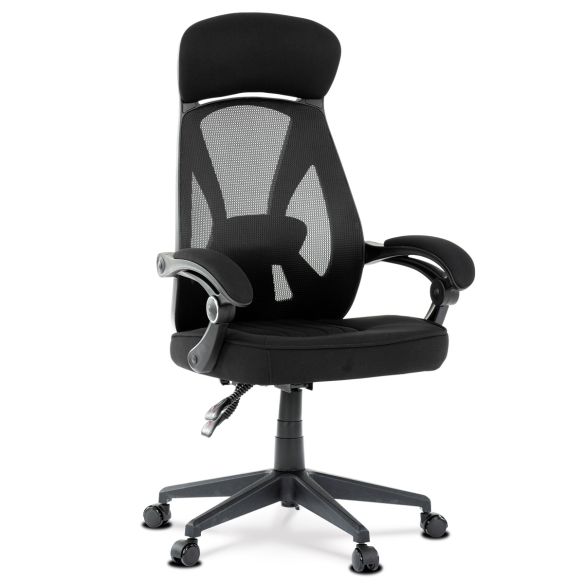 Kancelárska stolička, poťah čierna látka a čierna sieťovina MESH, PC mech. s aretáciou KA-Y309 BK