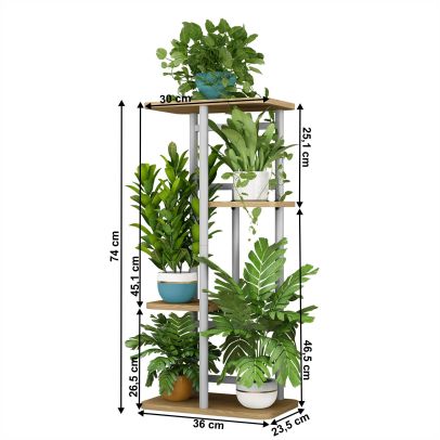 Stojan na kvety, biela/dub sonoma, LEDOR TYP 1 2