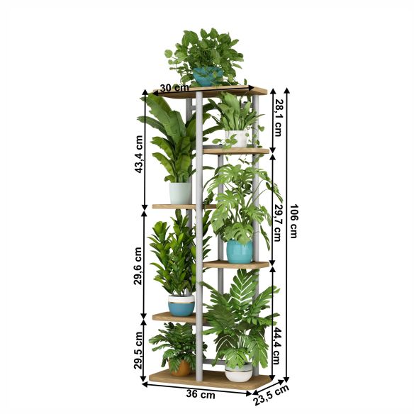 Stojan na kvety, biela/dub sonoma, LEDOR TYP 2