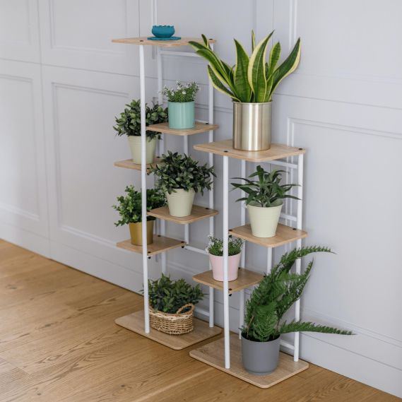 Stojan na kvety, biela/dub sonoma, LEDOR TYP 2