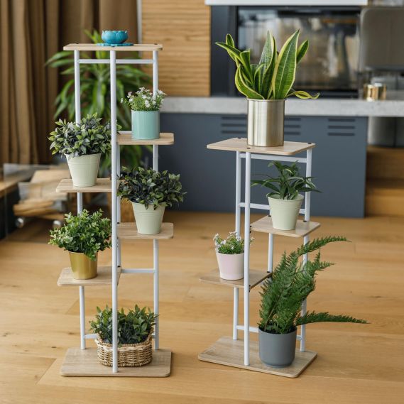 Stojan na kvety, biela/dub sonoma, LEDOR TYP 2