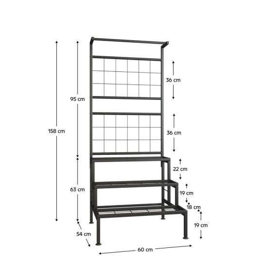 Kovový stojan na kvety, čierna, BALKO