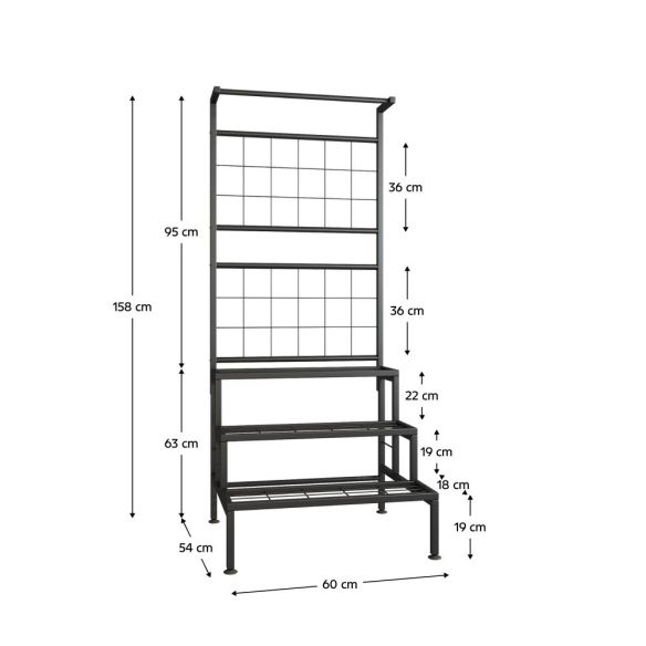 Kovový stojan na kvety, čierna, BALKO
