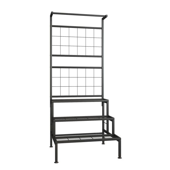 Kovový stojan na kvety, čierna, BALKO