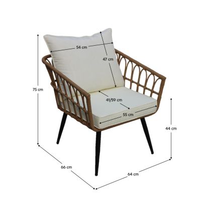 Záhradné kreslo, prírodná/čierna/béžová, ARALY 2