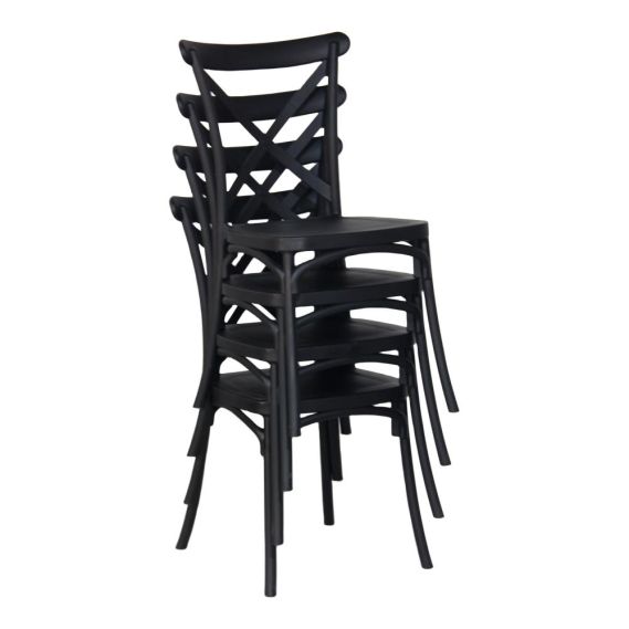 Stohovateľná stolička, čierna, SAVITA