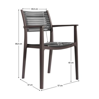 Stohovateľná stolička, hnedá/sivá, HERTA 2