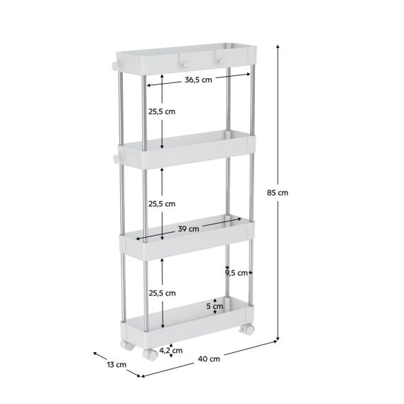 Pojazdný regál, biela, ALIOL TYP 2