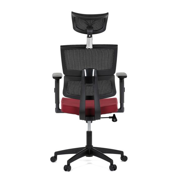 Kancelárska stolička, poťah bordó látka a čierna sieťovina MESH, hojdací mech. KA-B1025 BOR