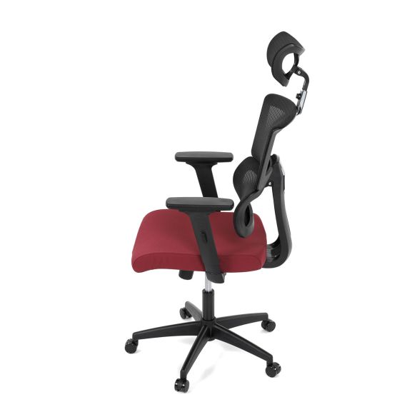 Kancelárska stolička, poťah bordó látka a čierna sieťovina MESH, hojdací mech. KA-B1025 BOR