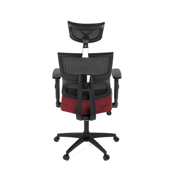 Kancelárska stolička, poťah bordó látka a čierna sieťovina MESH, hojdací mech. KA-B1025 BOR