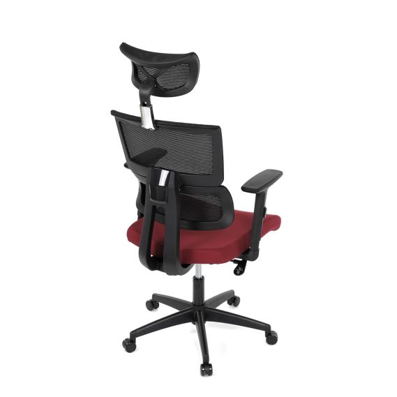 Kancelárska stolička, poťah bordó látka a čierna sieťovina MESH, hojdací mech. KA-B1025 BOR