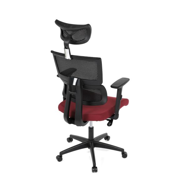 Kancelárska stolička, poťah bordó látka a čierna sieťovina MESH, hojdací mech. KA-B1025 BOR
