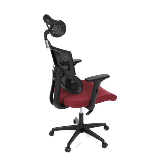 Kancelárska stolička, poťah bordó látka a čierna sieťovina MESH, hojdací mech. KA-B1025 BOR