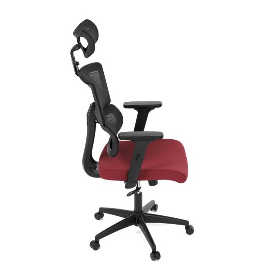 Kancelárska stolička, poťah bordó látka a čierna sieťovina MESH, hojdací mech. KA-B1025 BOR