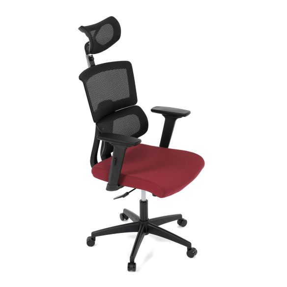 Kancelárska stolička, poťah bordó látka a čierna sieťovina MESH, hojdací mech. KA-B1025 BOR