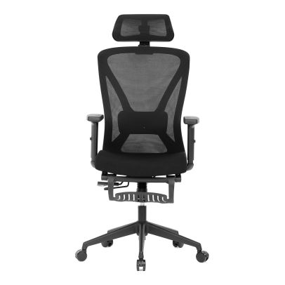 Židle kancelářská, černá MESH, plastový kříž, opěrka nohou, posuvný sedák, 2D područky KA-S257 BK 2