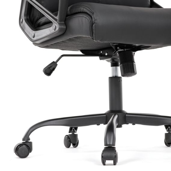 Kancelářská židle, černá ekokůže, taštičkové pružiny, kovový kříž, kolečka na tvrdé podlahy KA-Y346 BK