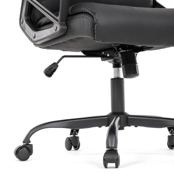 Kancelářská židle, černá ekokůže, taštičkové pružiny, kovový kříž, kolečka na tvrdé podlahy KA-Y346 BK