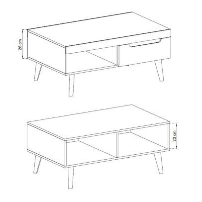 Konferenčný stolík NORDI NL107, biely lesk/dub sonoma | biela/biely lesk/dub sonoma 2