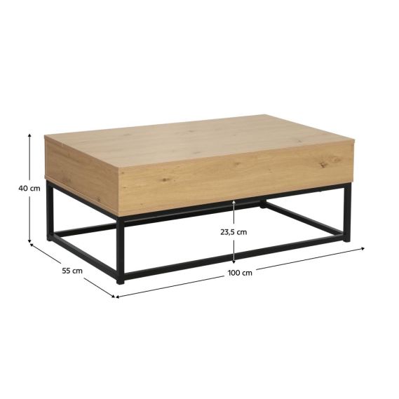 Konferenčný stolík, dub/čierna, LIVINA