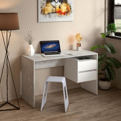 PC stôl, betón/biely, TULIO NEW 2