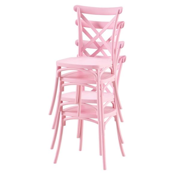 Stohovateľná stolička, ružová, SAVITA