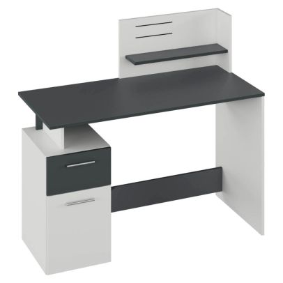 PC stôl, biela/grafit, PLATON NEW 2