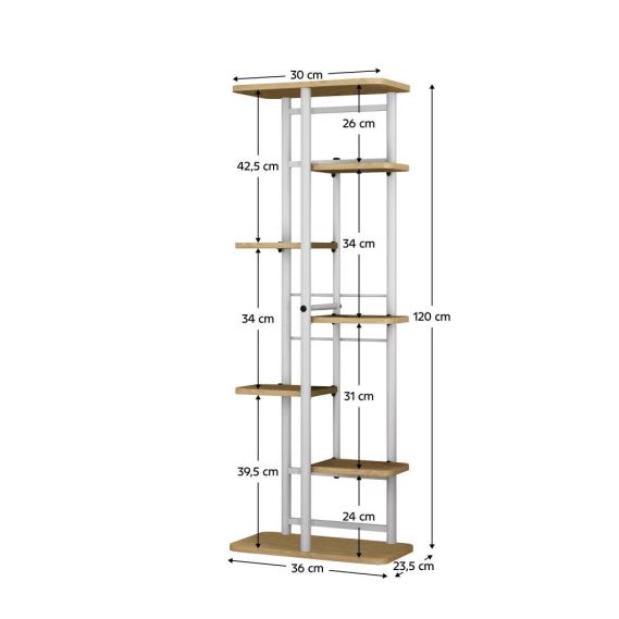 Stojan na kvety, biela/dub sonoma, LEDOR TYP 3