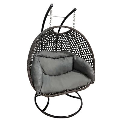 Závesné dvojkreslo, čierna/sivá/tmavosivá, DAKAN NEW 2