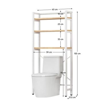 Regál nad WC, dub natural/biela, BALRAM 2