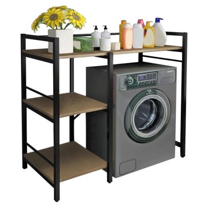 Regál nad práčku, dub/čierna, BARNET