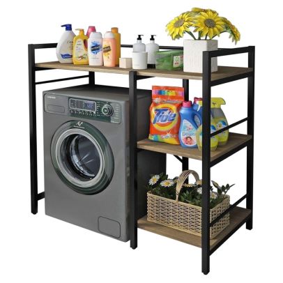 Regál nad práčku, dub/čierna, BARNET 2