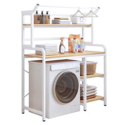 Regál nad práčku, dub natural/biela, DARBY