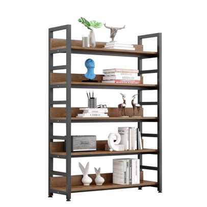 Regál, dub tmavý/čierna, JANEL TYP 1