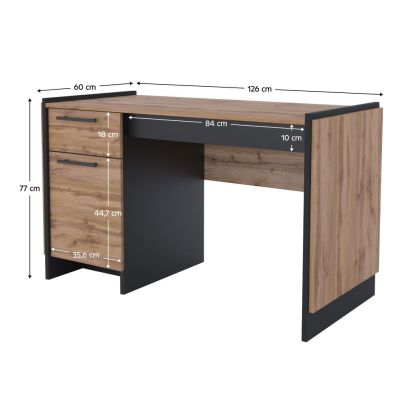 PC stôl 130, dub wotan/čierna, AMONI 1D1S 2