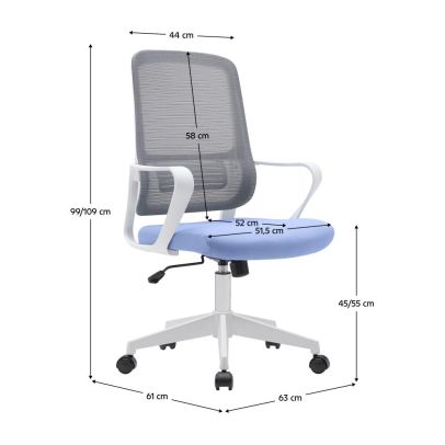 Kancelárske kreslo, neomint-svetlomodrá/sivá/biela, SALOMO TYP 1 2