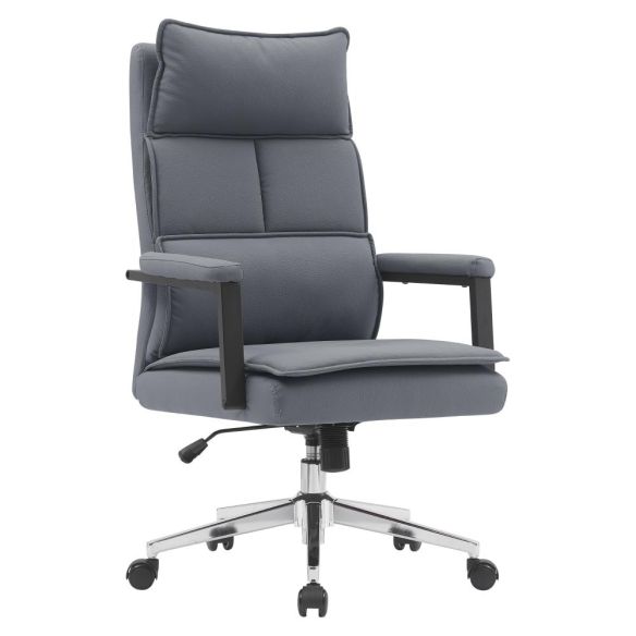 Kancelárske kreslo, sivá ekokoža/chróm, KAHIL