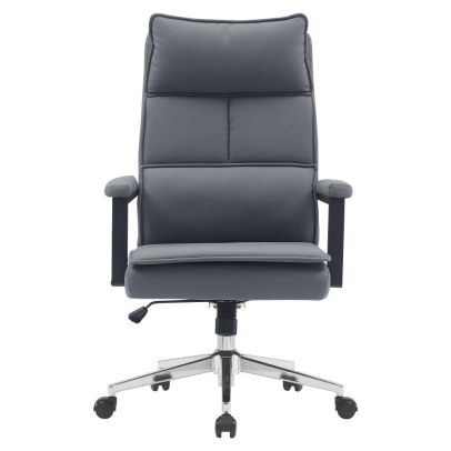 Kancelárske kreslo, sivá ekokoža/chróm, KAHIL 2