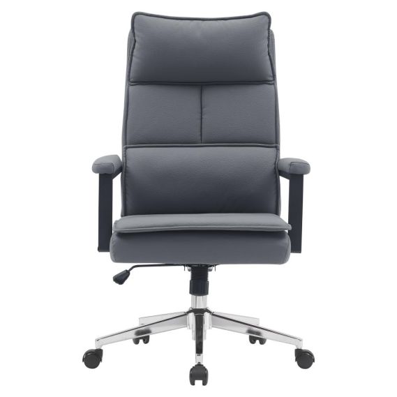 Kancelárske kreslo, sivá ekokoža/chróm, KAHIL