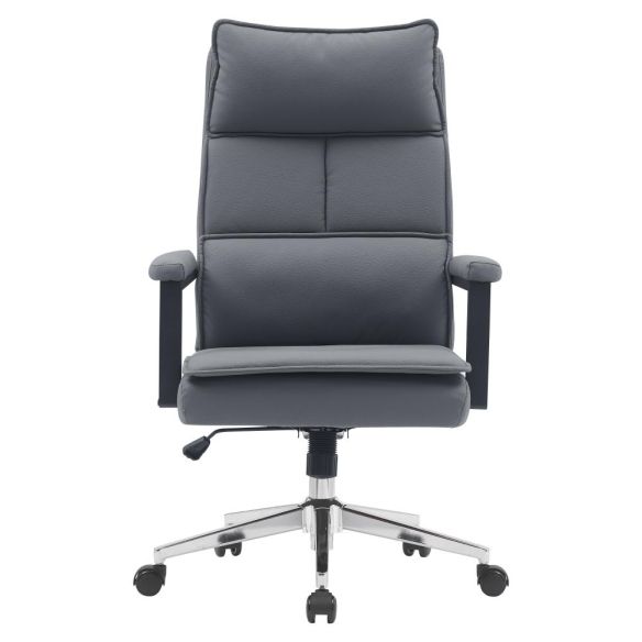 Kancelárske kreslo, sivá ekokoža/chróm, KAHIL