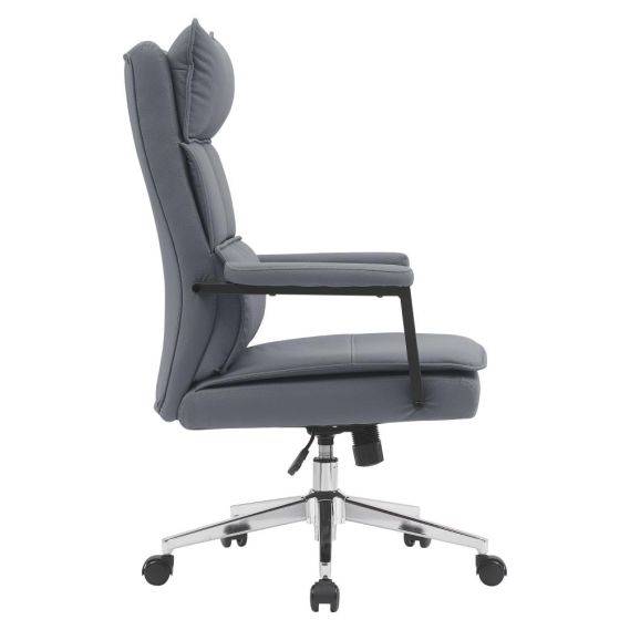 Kancelárske kreslo, sivá ekokoža/chróm, KAHIL